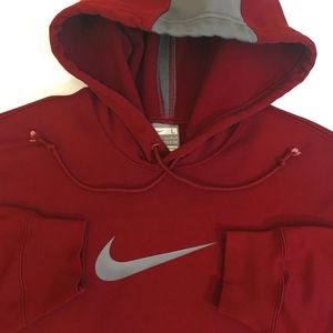 Nike ThermaFit Maroon Hoodie Gray Stipe Men's Large